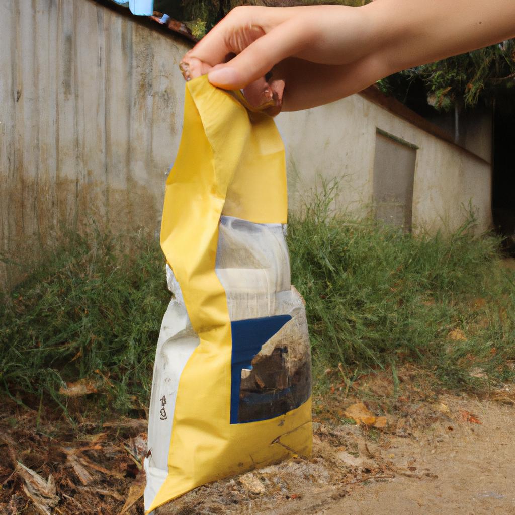 Person holding dog food bag