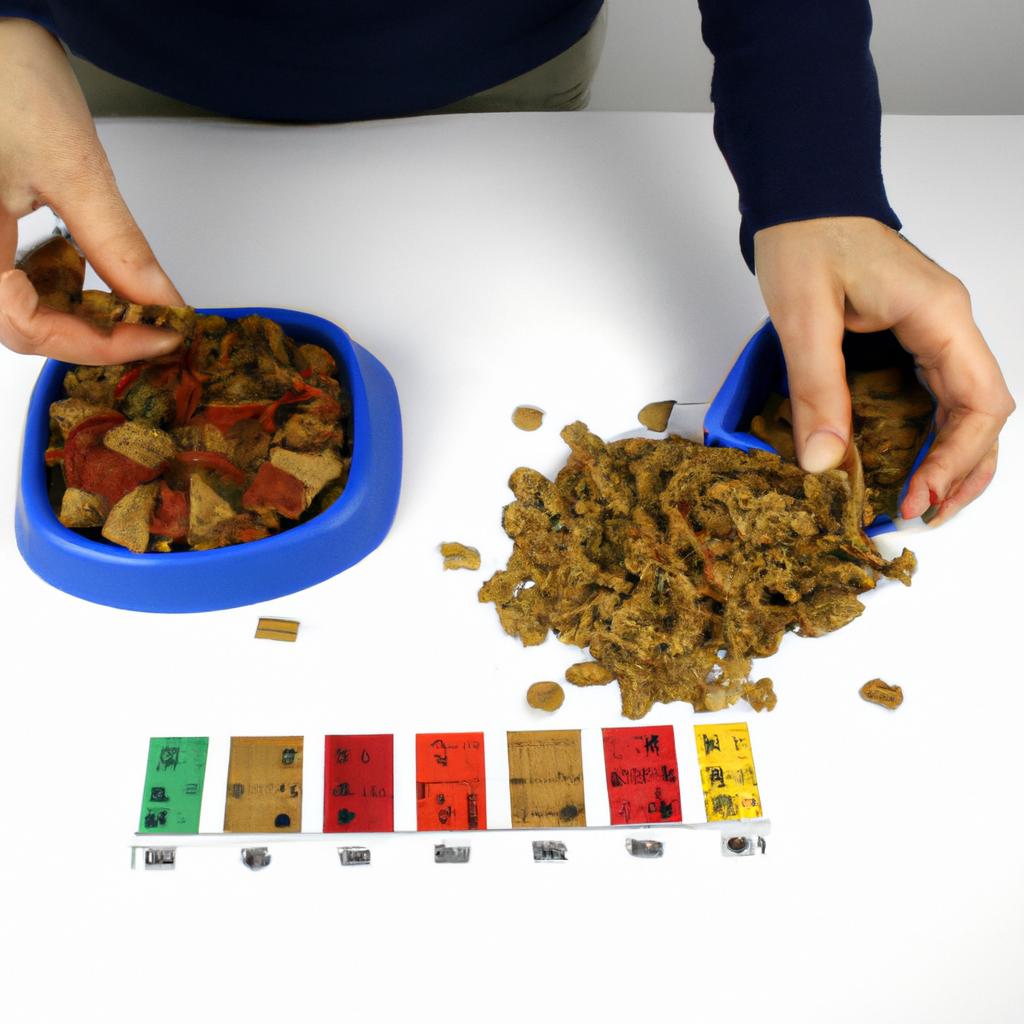 Person measuring dog food portions